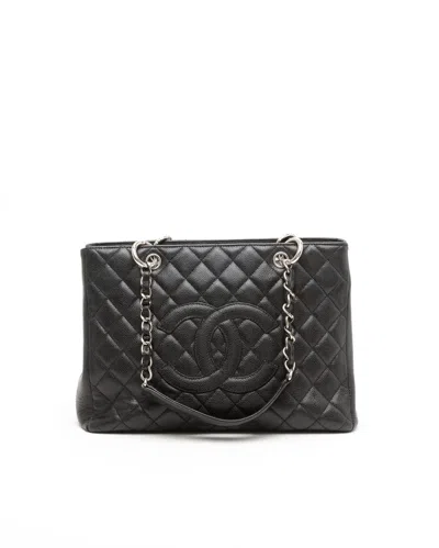 Pre-owned Chanel Caviar Grand Shopping Gst Tote Bag In Black