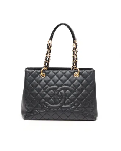 Pre-owned Chanel Caviar Grand Shopping Gst Tote Bag In Black