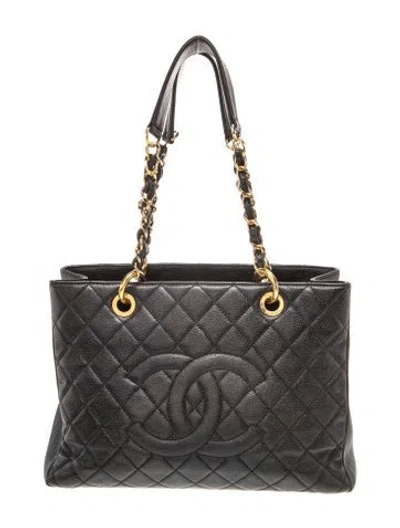 Pre-owned Chanel Caviar Grand Shopping Tote In Black
