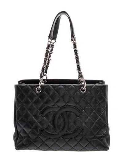 Pre-owned Chanel Caviar Grand Shopping Tote In Black