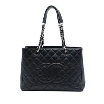 Pre-owned Chanel Caviar Grand Shopping Tote In Black