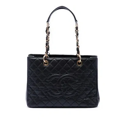 Pre-owned Chanel Caviar Grand Shopping Tote In Black