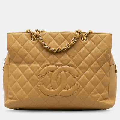 Pre-owned Chanel Caviar Grand Shopping Tote In Brown
