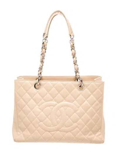Pre-owned Chanel Caviar Grand Shopping Tote In Neutral