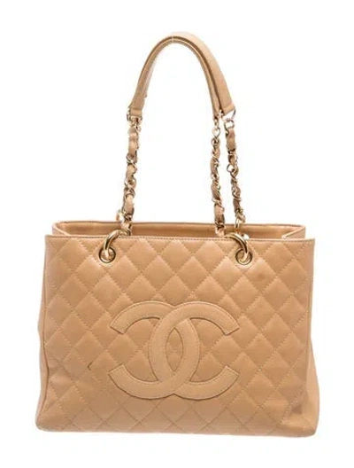 Pre-owned Chanel Caviar Grand Shopping Tote In Neutral