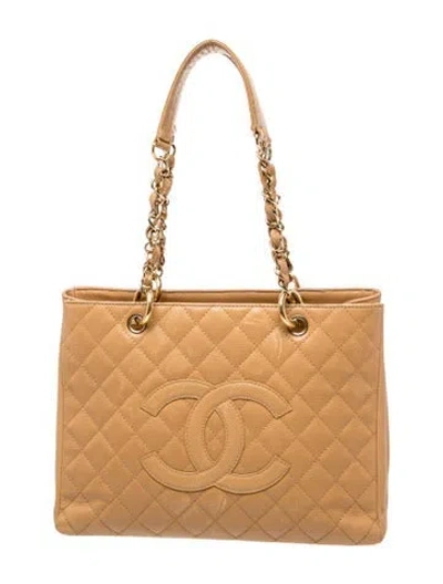 Pre-owned Chanel Caviar Grand Shopping Tote In Neutral
