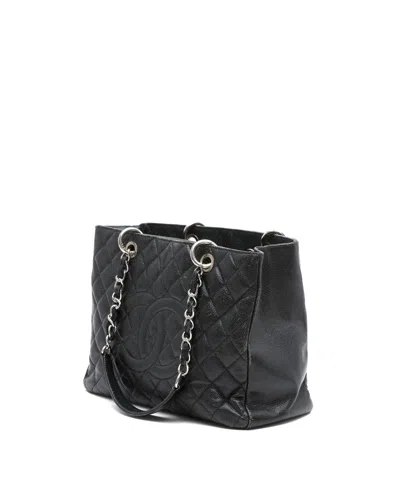 Pre-owned Chanel Caviar Gst Grand Shopping Tote Bag In Black
