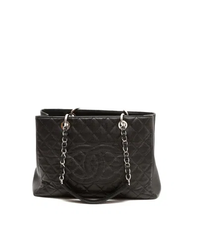 Chanel Caviar Gst Grand Shopping Tote Bag In Black