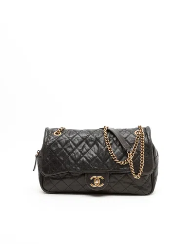 Pre-owned Chanel Caviar Jumbo Shiva Flap Bag In Black