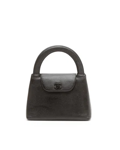 Pre-owned Chanel Caviar Kelly Handle Bag In Black