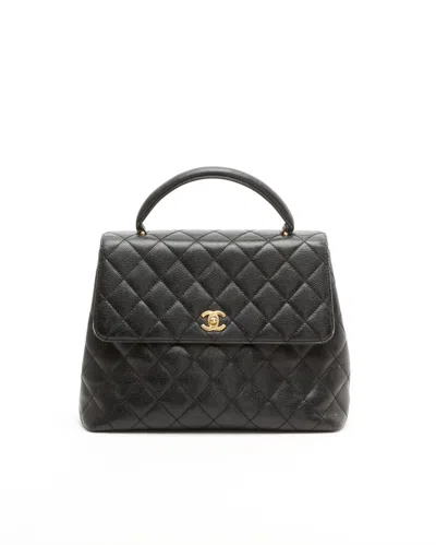 Pre-owned Chanel Caviar Kelly Top Handle Bag In Black