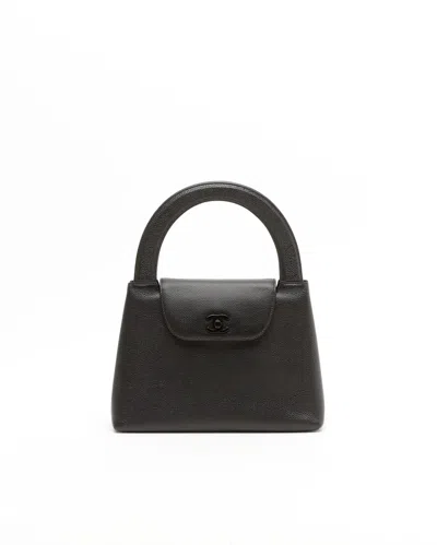 Pre-owned Chanel Caviar Kelly Top Handle Bag In Black