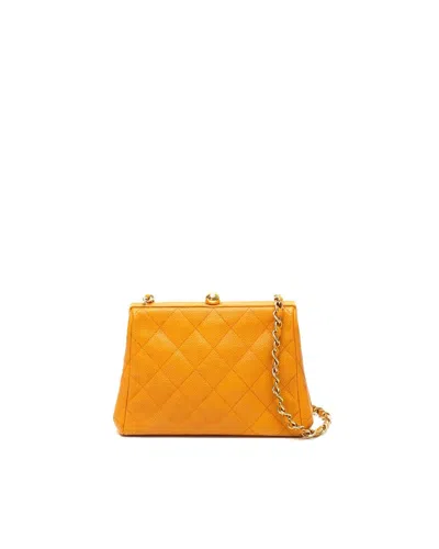 Chanel Caviar Kisslock Bag In Yellow