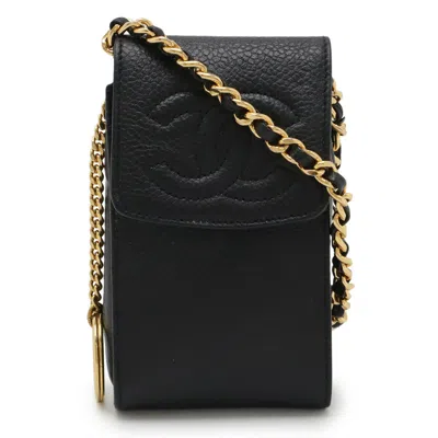 Pre-owned Chanel Caviar Leather Chain Shoulder Bag In Black