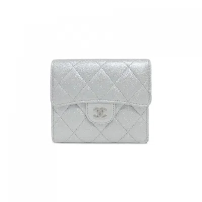 Pre-owned Chanel Caviar Leather Coin Purse/coin Case () In Silver