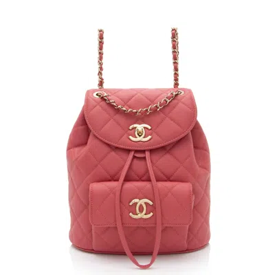 Pre-owned Chanel Caviar Leather Duma Small Backpack In Pink