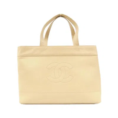Pre-owned Chanel Caviar Leather Handbag () In Sand