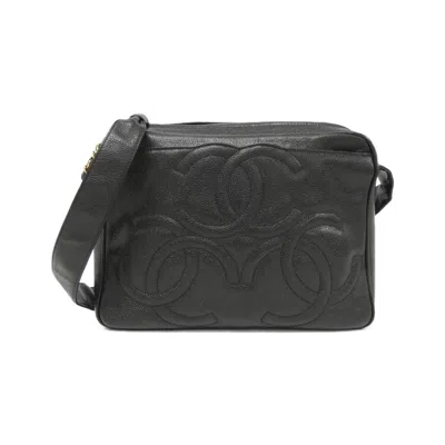 Pre-owned Chanel Caviar Leather Shoulder Bag () In Black