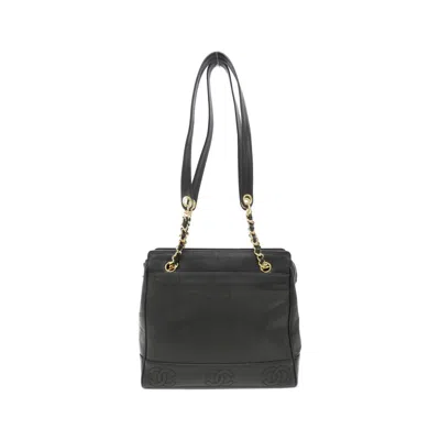 Pre-owned Chanel Caviar Leather Shoulder Bag () In Black