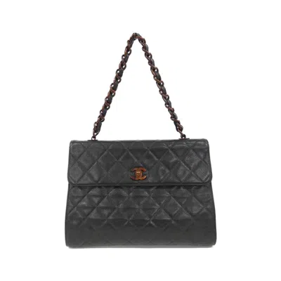 Pre-owned Chanel Caviar Leather Shoulder Bag () In Black