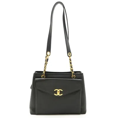 Pre-owned Chanel Caviar Leather Tote Bag In Black