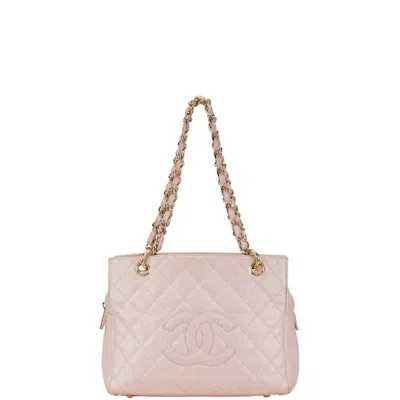 Pre-owned Chanel Caviar Matelasse Chain Tote Bag In Pink