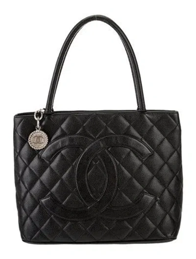 Pre-owned Chanel Caviar Medallion Tote In Black