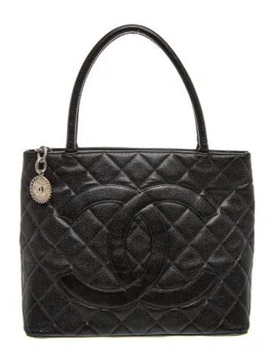 Pre-owned Chanel Caviar Medallion Tote In Black