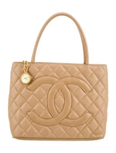 Pre-owned Chanel Caviar Medallion Tote In Brown