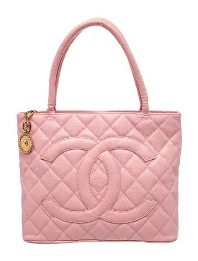 Pre-owned Chanel Caviar Medallion Tote In Pink