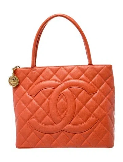 Pre-owned Chanel Caviar Medallion Tote In Pink