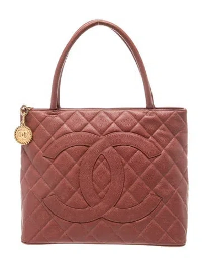 Pre-owned Chanel Caviar Medallion Tote In Pink