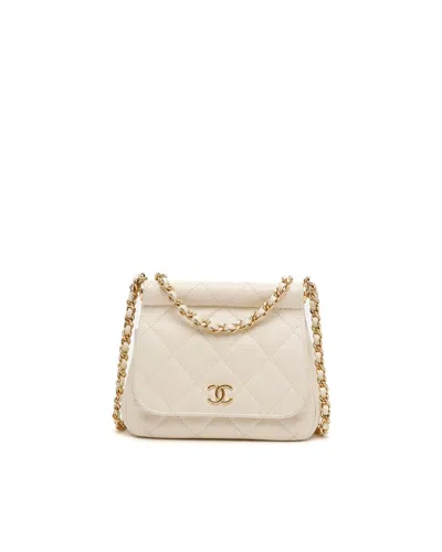 Chanel Caviar Micro Clutch Flap On Chain In White