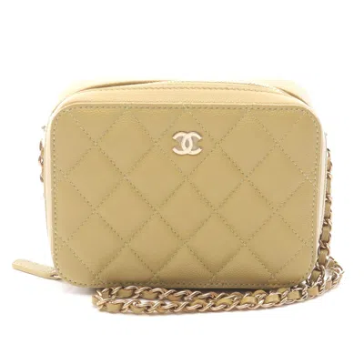 Pre-owned Chanel Caviar Mini Camera Shoulder Bag Beige In Sand