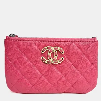 Pre-owned Chanel Caviar Mini Pouch In Pink