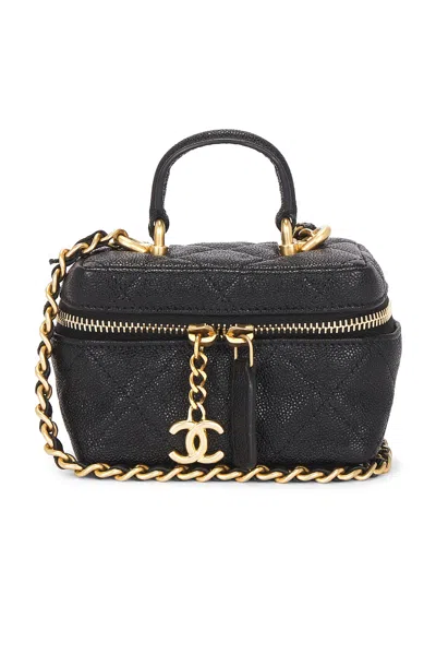 Pre-owned Chanel Caviar Mini Vanity Case In Black