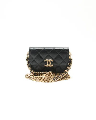 Chanel Caviar Mini Wallet On Chain Bag In Black