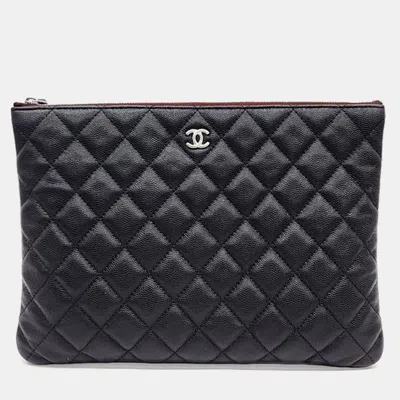 Pre-owned Chanel Caviar Neodium Clutch In Black