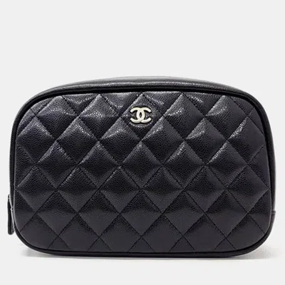Pre-owned Chanel Caviar Pouch In Black