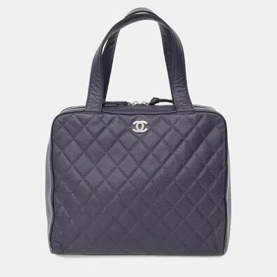 Pre-owned Chanel Caviar Purple Tote Bag