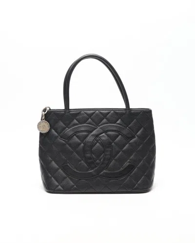 Pre-owned Chanel Caviar Quilted Medallion Tote Bag In Black