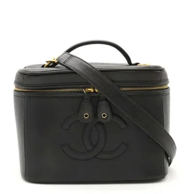 Pre-owned Chanel Caviar Skin Black Caviar Leather Handbag Pouch Shoulder Bag Vanity Bag ()