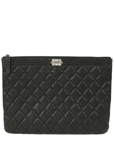 Pre-owned Chanel Caviar Skin Boy New Medium Clutch (authentic Pre-loved)