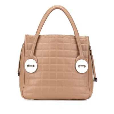 Pre-owned Chanel Caviar Skin Choco Bar Handbag In Sand