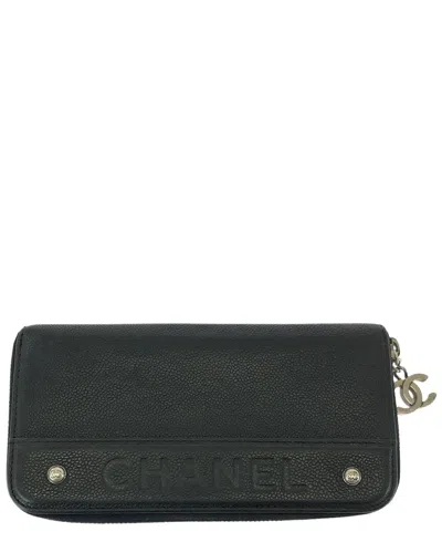 Pre-owned Chanel Caviar Skin Coco Mark Long Wallet (authentic Pre-loved)