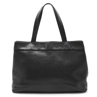 Pre-owned Chanel Caviar Skin Coco Mark Tote Bag In Black