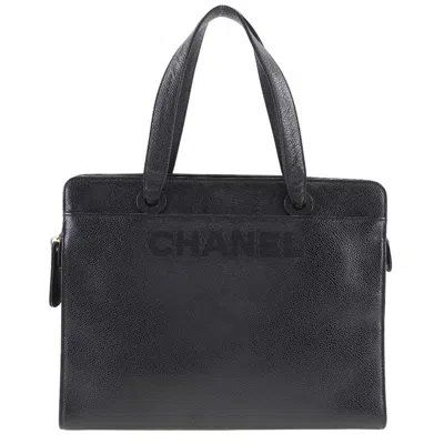 Pre-owned Chanel Caviar Skin Logo Handbag Black