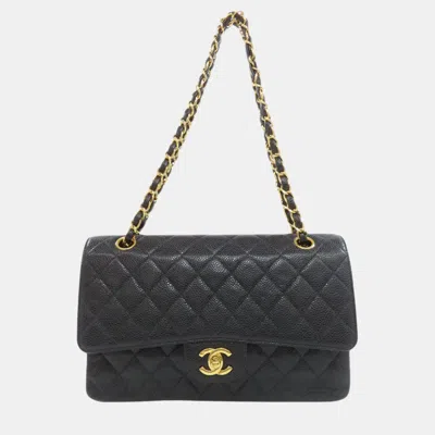 Pre-owned Chanel Caviar Skin Matelasse Chain Shoulder Bag In Black