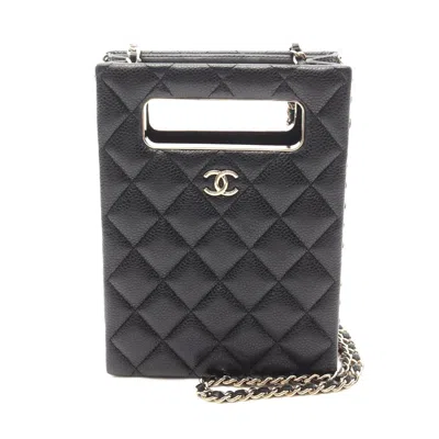 Pre-owned Chanel Caviar Skin Matelasse Evening Shoulder Bag In Black