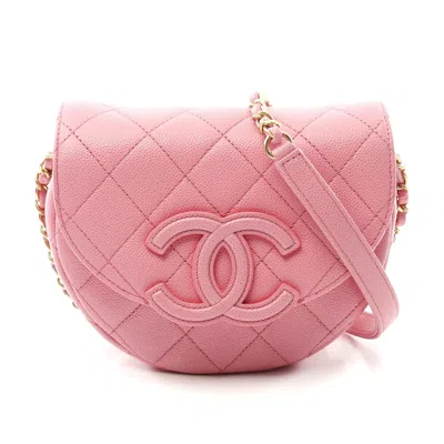 Pre-owned Chanel Caviar Skin Matelasse Mini Messenger Bag In Pink